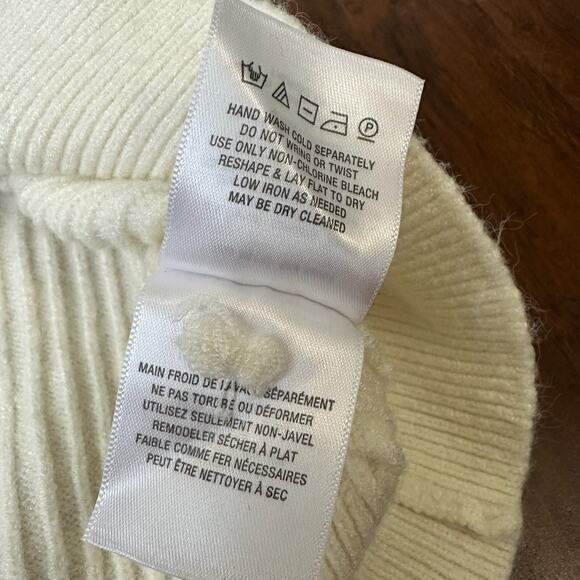 MOTH ANTHROPOLOGIE Sweater Ivory Off The Shoulder Pullover Ribbed Knit - Picture 8 of 9